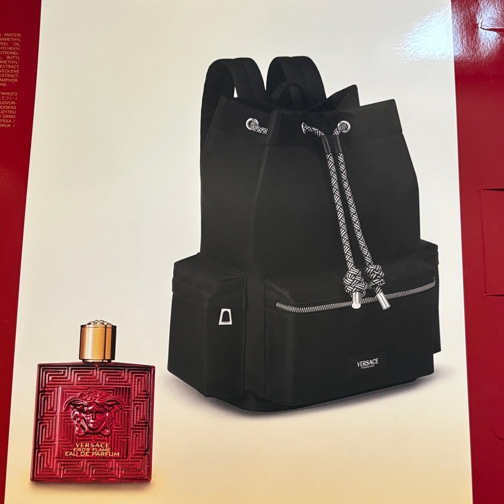 Versace Flame gift set with  Black Backpack and 3.4 oz cologne set